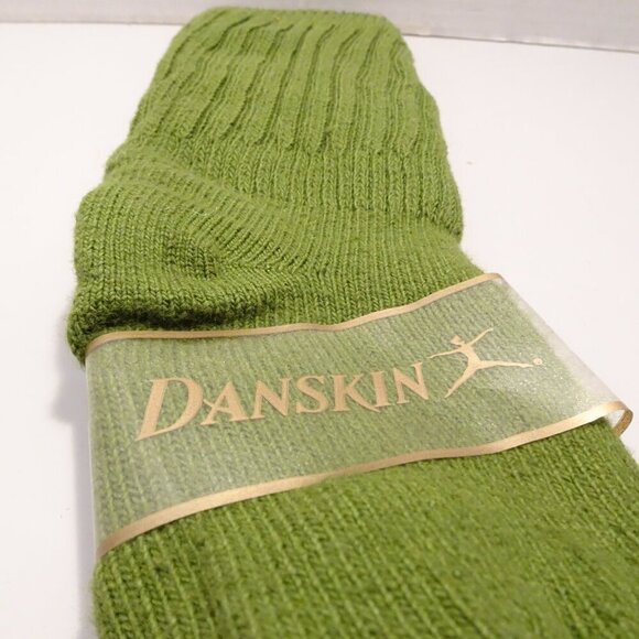Danskin Vintage Olive Green Slouch Tube Socks Made in USA NEW Fits 9-11 - Picture 2 of 4